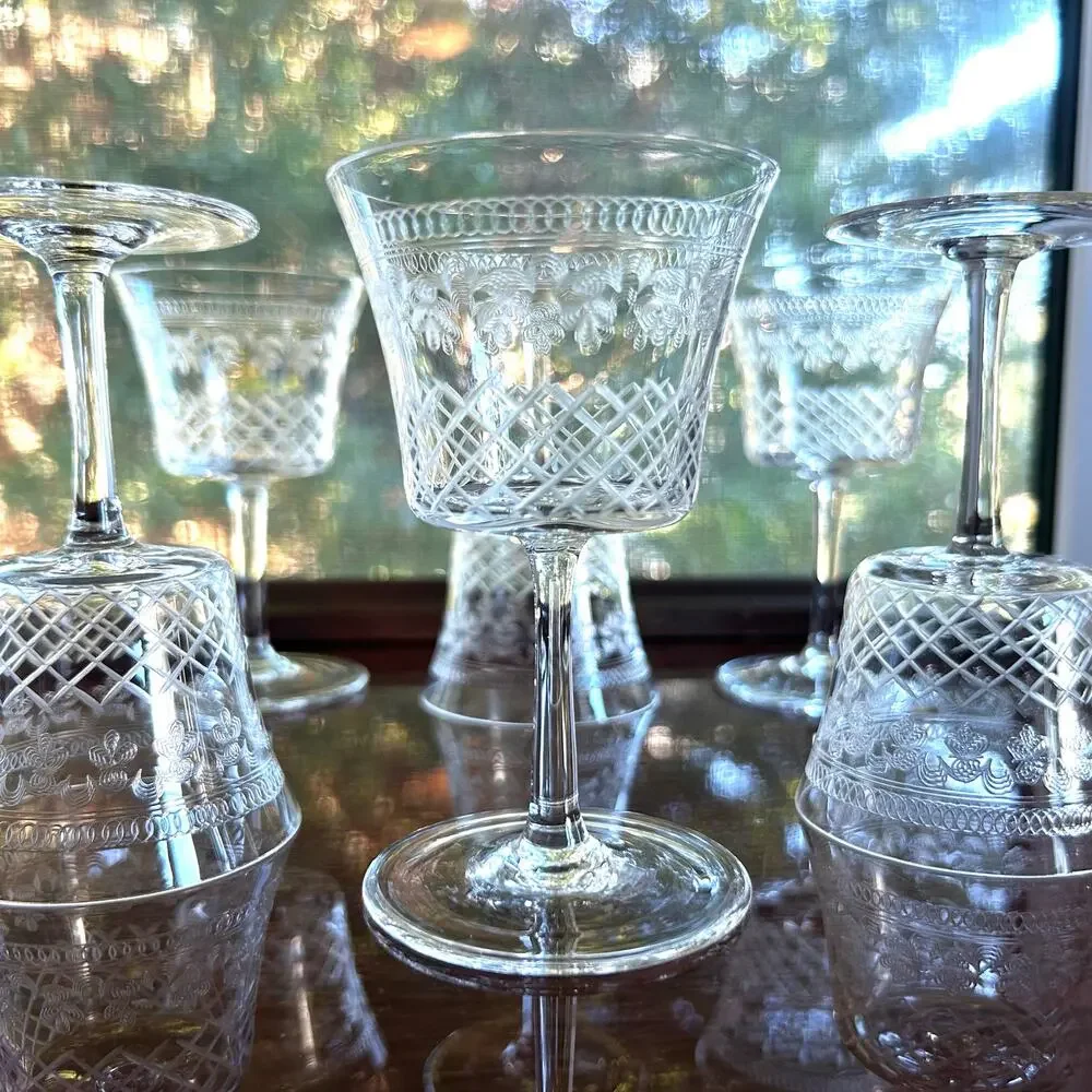 Vintage Pall Mall Lady Hamilton Crystal Liqueur Glasses Set of 6